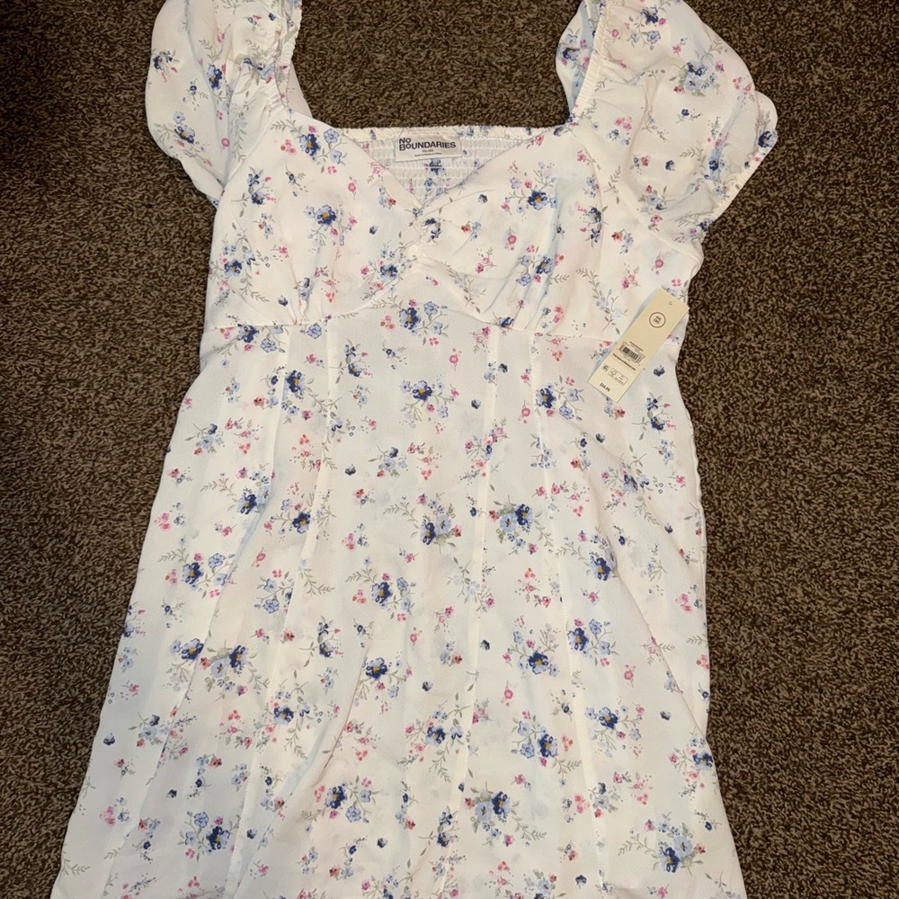 No Boundaries Blue and Purple Puff Sleeve Sundress